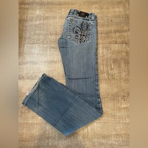 Miss Me Blue Boot Cut Jeans with Embellished Pocket 28x33